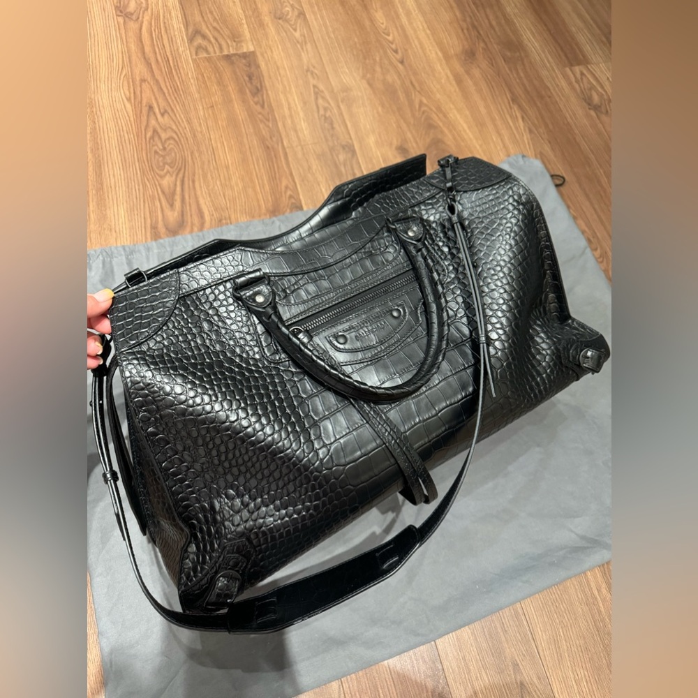 Large Balenciaga Neo Classic City Bag Croc Embossed